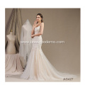 Latest Simple Lace Mermaid Sleeveless wedding dress bridal gowns lace with Train